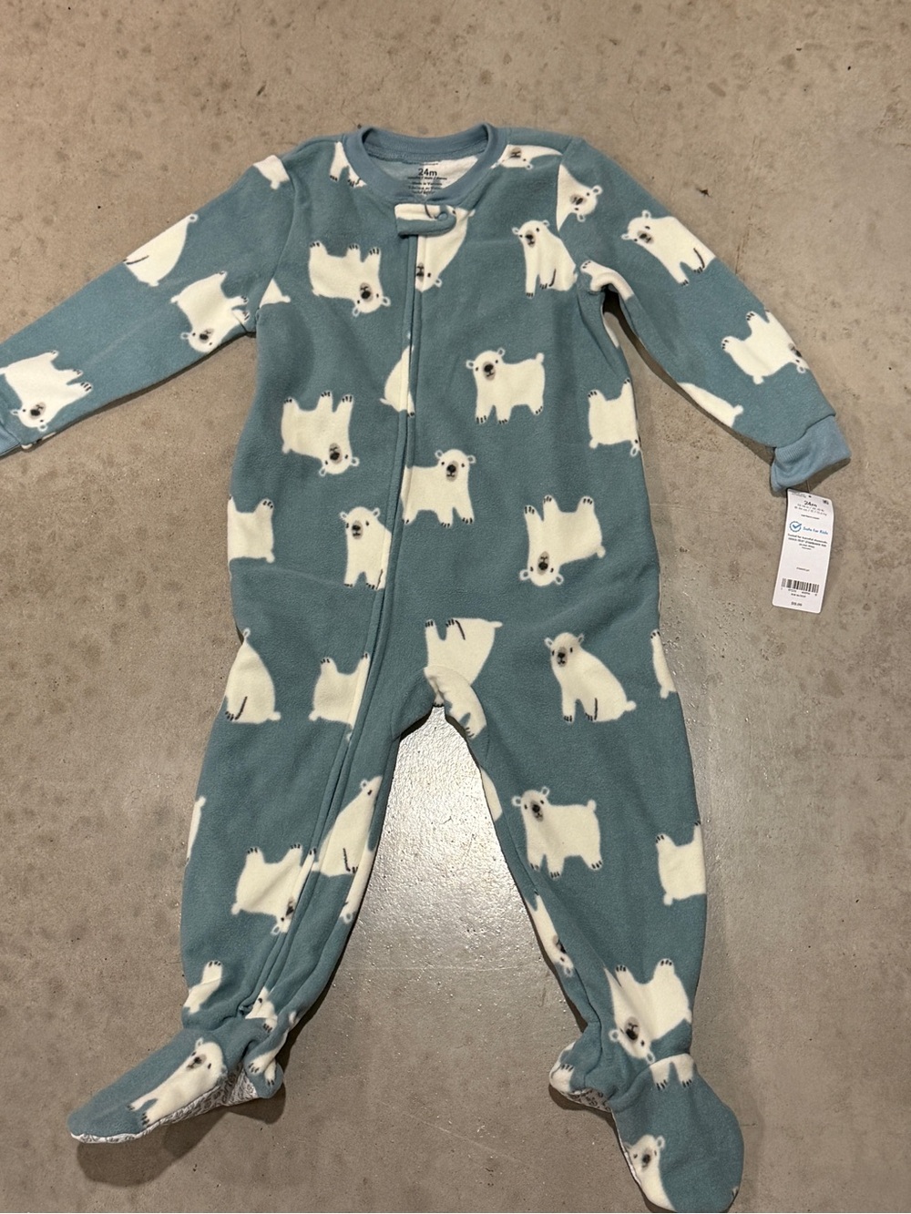 Kids Blue Polar Bear Fleece One-Piece